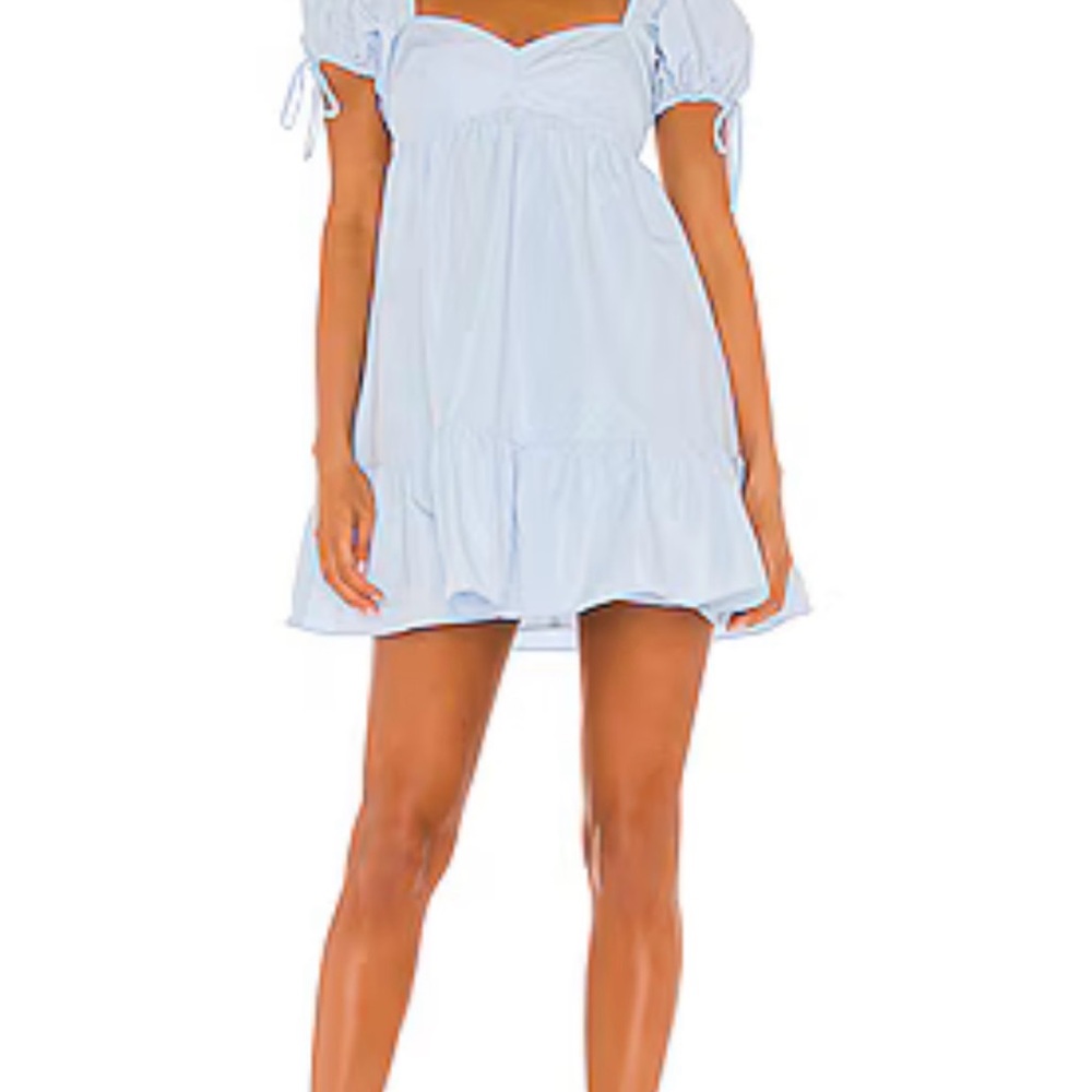 Light Blue Puff Sleeve Dress
